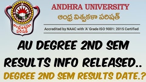 Andhra University Degree 2nd Sem Results info Released/AU Degree 2nd Sem Results Release Date update