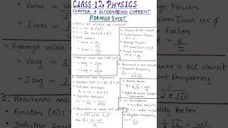 Alternating current. Formula sheet |IIT-JEE | NEET | CBSE | CUET | Class -12 [ Physics ] 🔥