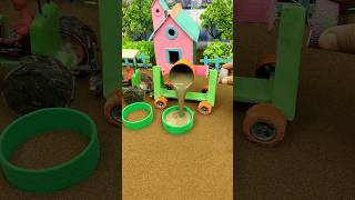 Diy Real Working Mini Tractor Cement Pillar construction machine #shorts #youtubeshorts