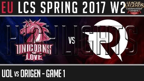 UOL vs OG Game 1 Highlights - EU LCS W2D1 Spring 2017 - Unicorns of Love vs Origen G1
