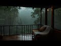 Peaceful Night Rain in Tropical Forest – Cozy Balcony with Soothing Rain Sounds