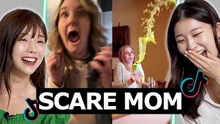 Korean Girls Reacts to Hilarious Scare Mom Pranks TikToks