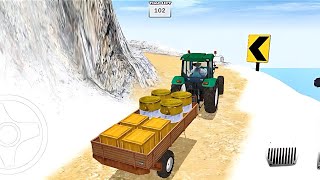 Tractor Trolley Cargo Transport | Offroad Farming Simulator Gameplay screenshot 3