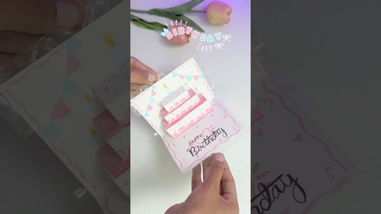 DIY cake🎂pop-up birthday card💖🩵
