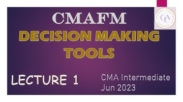 CMAFM Decision Making Tools Lecture 1 Jairam Iyer CMA Inter Jun 2023 Attempt