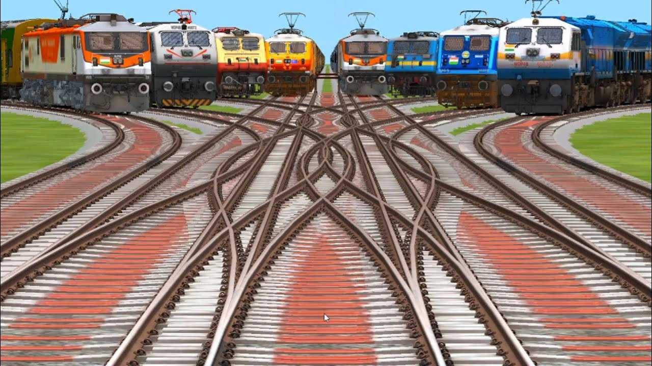 🚂New track pants train running express route and electri forest route  metro station crossing bumpy