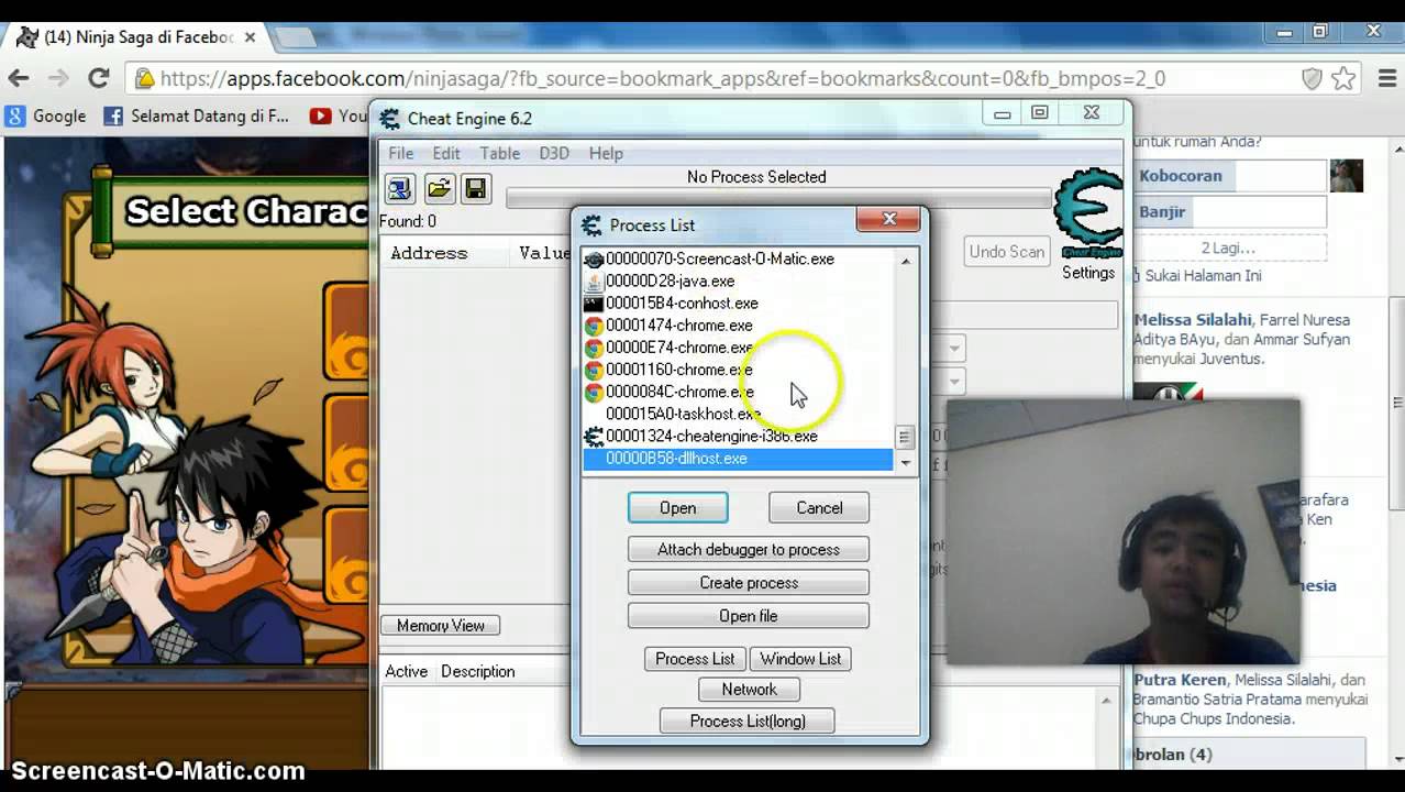 ninja saga hack hairstyle anbu mask using cheat engine 6.2