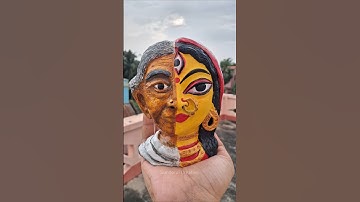 Diy half durga maa and old lady face making with clay part-2 🙏🏻 #art #durgapuja #shorts