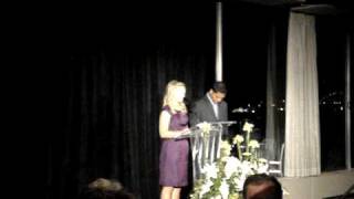 Kate McAvoy and Mohammad Syed speaking at The Temple of Understanding UN Holister Awards