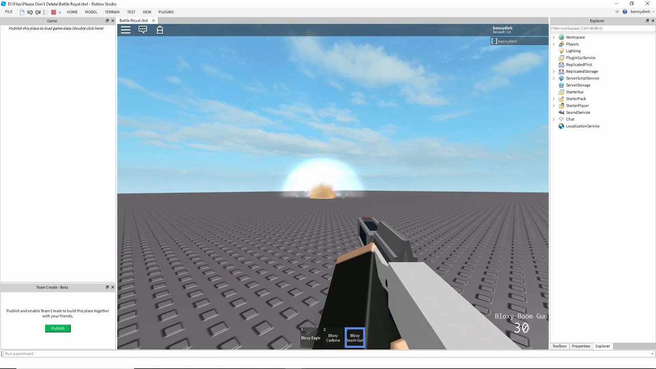 Roblox Making A Battle Royale Game Ep3 The Boom Rifle Youtube - how to make a battle game on roblox