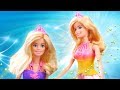 Spielspaß mit Puppen. Barbie die Meerjungfrau möchte Prinzessin sein. Puppenvideo für Kinder.