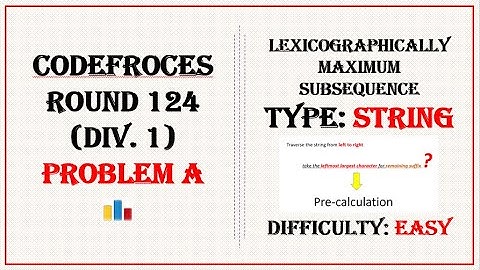 Lexicographically Maximum Subsequence of a String || Codeforces Round 124 (Div1)|| Problem A || Easy