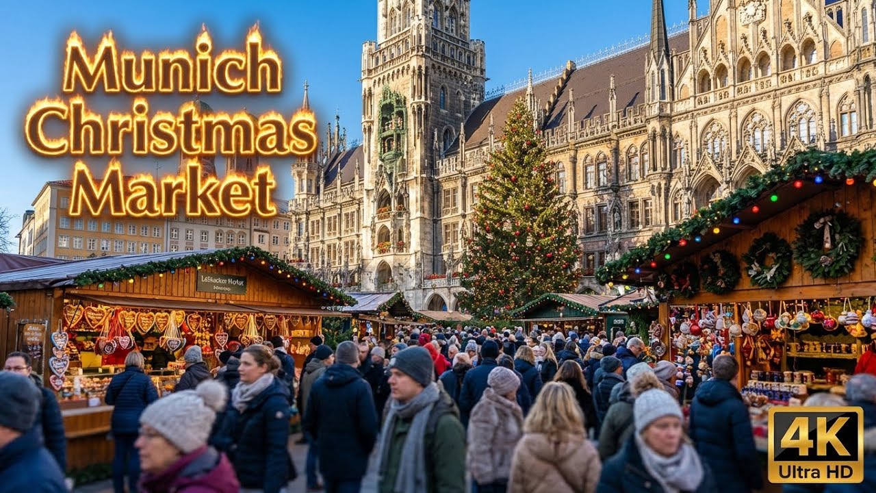 Munich Christmas Market 2025 🌤️🎄 Beautiful Daylight Walk in 4K Ultra HD | Bavarian Winter Atmosphere
