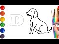 How to Draw a Dog After Writing Letter D | Easy Step-by-Step Drawing Tutorial.