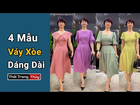 Video 4 mẫu váy xòe thiết kế dáng dài midi (2022) Mặc đẹp... - youtube
