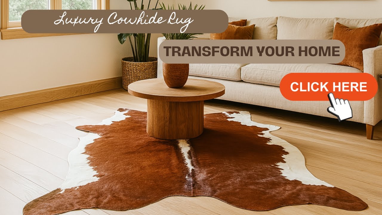 Genuine Brown & White Cowhide Rug | Natural Real Cow Skin Rug for Bedroom Decor