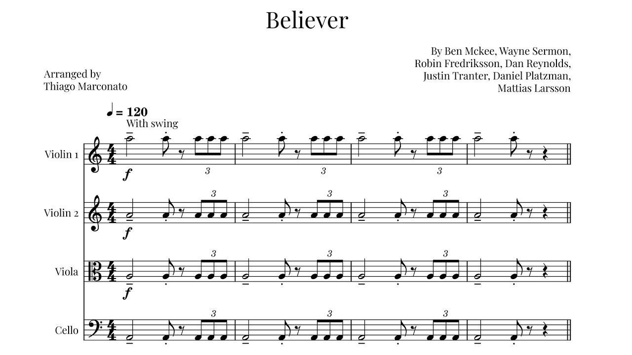 BELIEVER (Imagine dragons) | String quartet