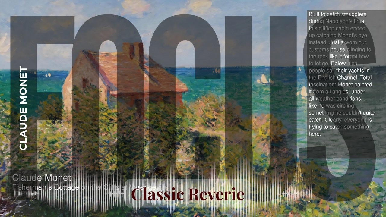 Focus - Classic Reverie with Claude Monet | Fisherman s Cottage on the Cliffs at Vare… & others