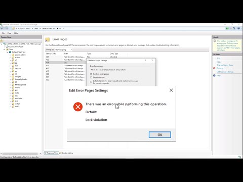 IIS Lock Violation when editing error page settings