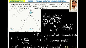 Example 1.8 Two point charges q₁ and q₂, of magnitude + 10-8 C and -10-8 C, respectively, are placed