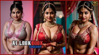 AI Indian bridal chubby bride with big cleavage LOOKBOOK 4K