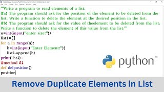 Class 11 CBSE CS | Python Program to Delete List Element by Position & Value | Remove Item from List