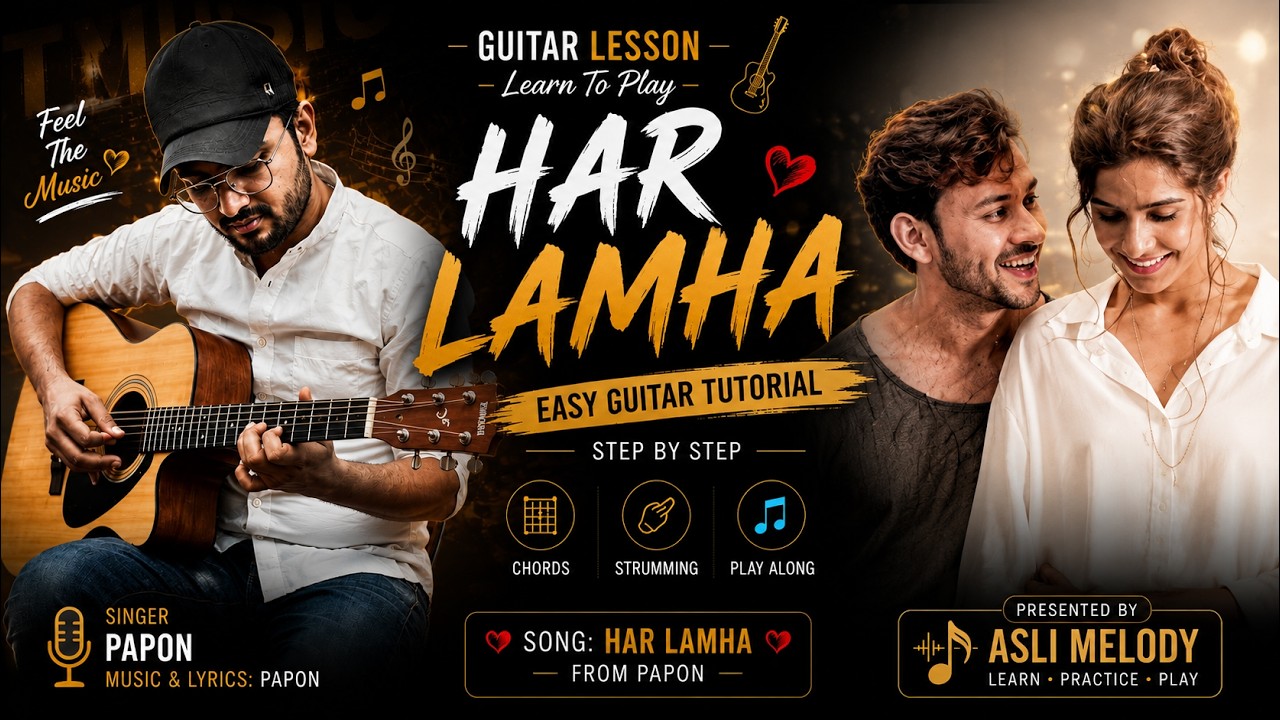 Music | Har Lamhaa | Guitar Lesson for Beginners | Open Easy Guitar Chords | (Intro + Chords)