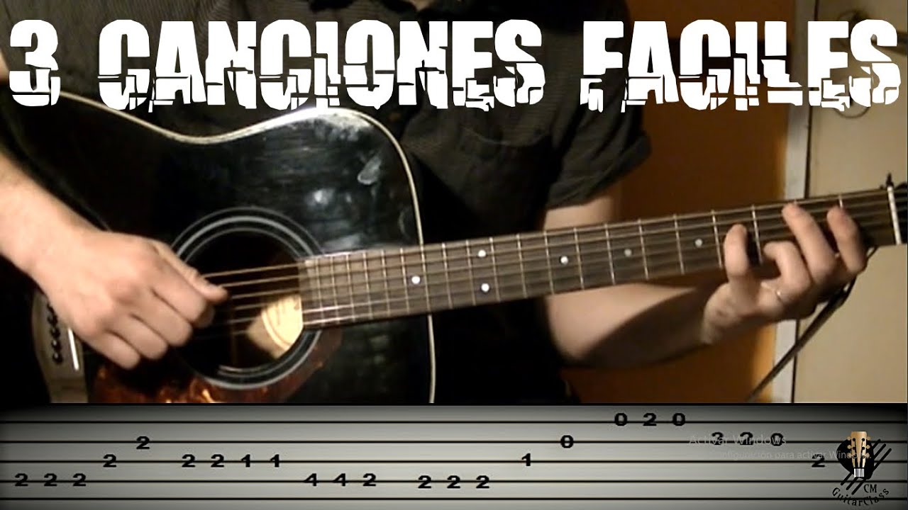 3 canciones faciles para tocar con guitarra - tutorial - YouTube