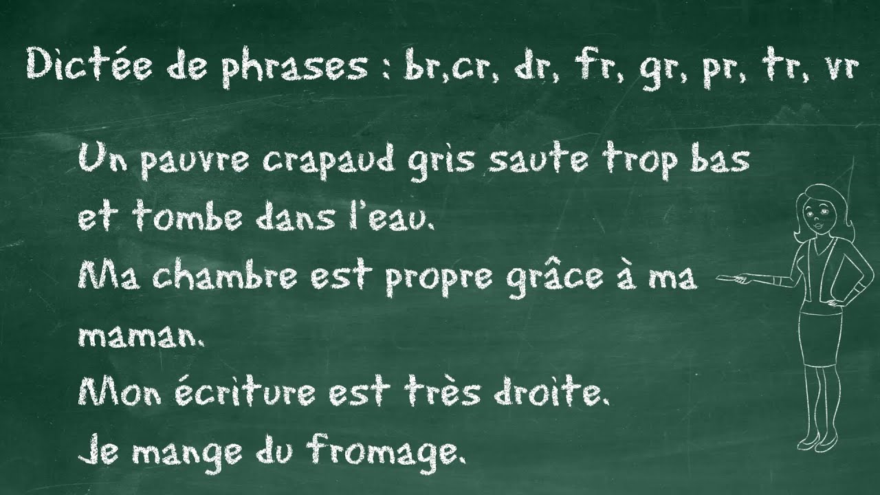 Etude Des Sons Br Dr Cr Gr Fr Vr Tr Dictee De Phrases Ce1 7 A 9 Ans Fle Begginer Learn French Youtube