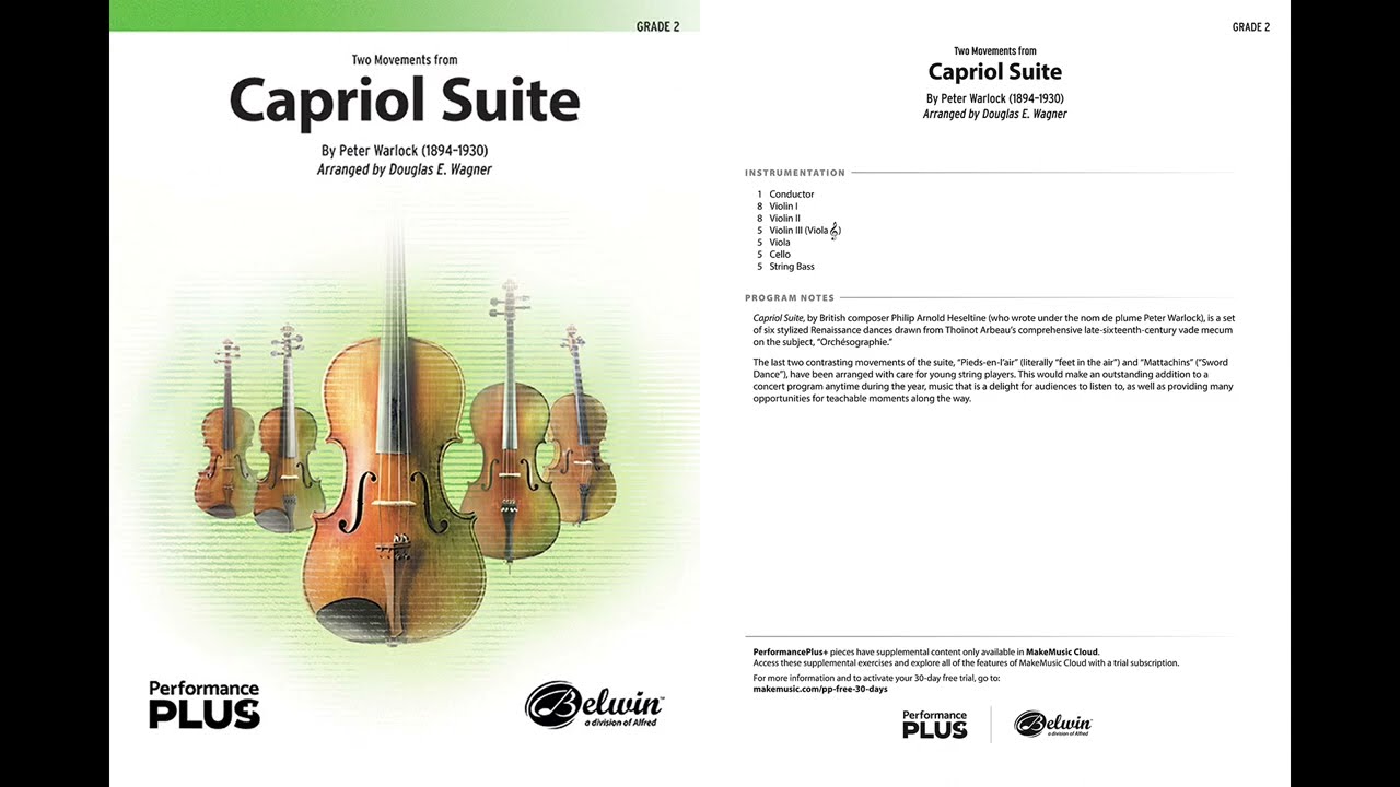 Capriol Suite, arr. Douglas E. Wagner – Score & Sound