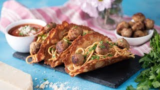Parmesan Shell Spaghetti Tacos