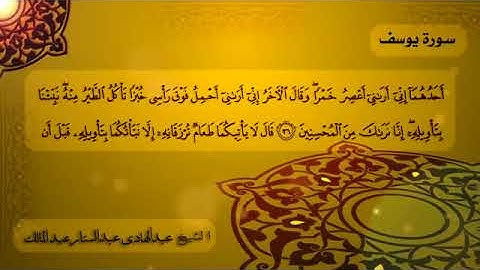 سورة يوسف بصوت القارئ الشيخ عبدالهادى عبدالستار أبو عوض