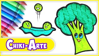 Broccoli And Peas Coloring & Drawing | Preschool Learning Videos for Kids | Kiddley Doo Art