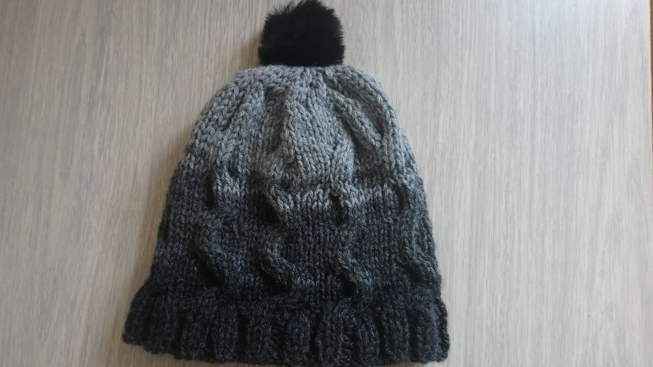 Bonnet dégradé avec torsades pour adolescent ou adulte taille S au tricot  sans aiguille à torsade 