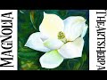 Magnolia Flower botanical Acrylic painting Step by step  | TheArtSherpa