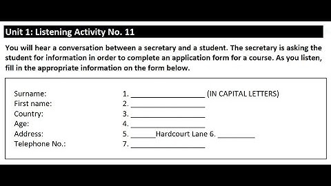 Unit 1: Listening Activity No.11