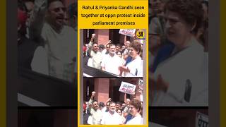 Rahul & Priyanka Gandhi seen together at oppn protest inside parliament premises