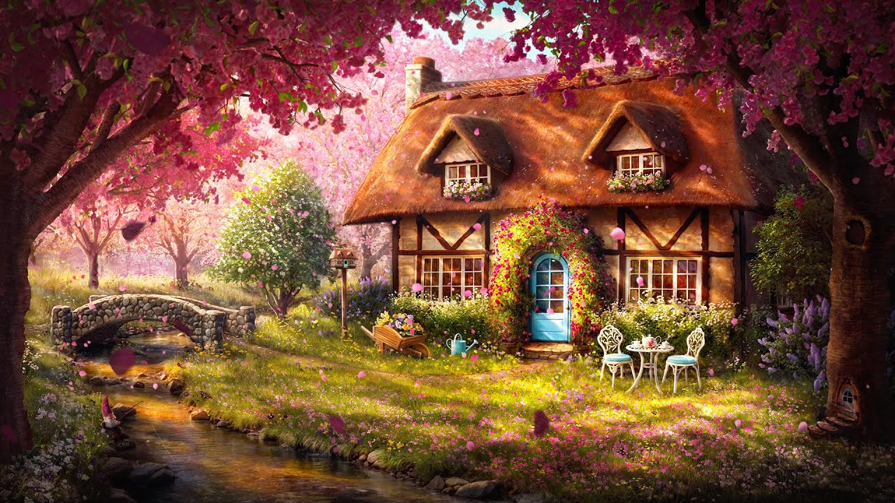 Peaceful Spring Cottage Ambience with Babbling Brook & Birdsong for Relaxation, Focus, & Sleep