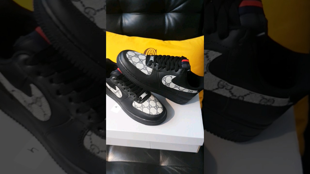 Gucci x Black Nike Air Force 1 custom shoes.