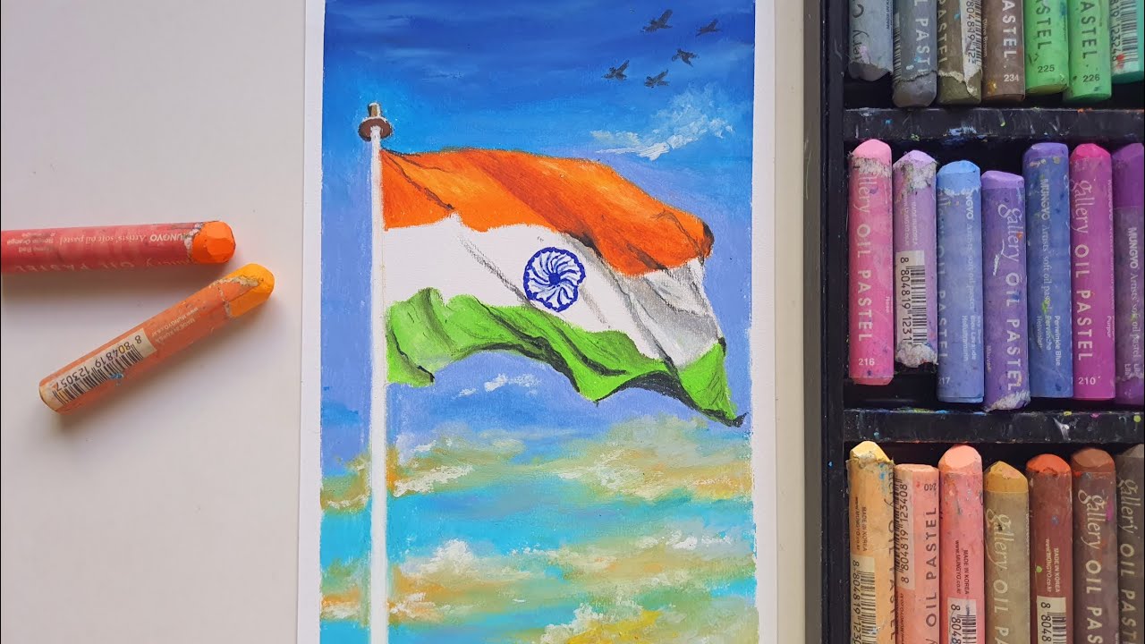 Independence Day Drawing Oil pastel drawing Republic Day Azadi ka