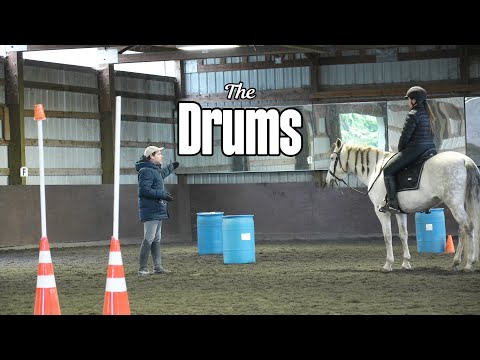Tips with André Ganc riding the Drums in Working Equitation