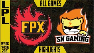 FPX vs SN Highlights ALL GAMES | LPL Spring 2021 W3D6 | FunPlus Phoenix vs Suning