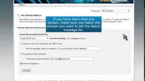 How to set a return to sender failure message for unrouted emails in cPanel