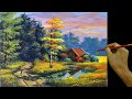 Acrylic Landscape Painting Tutorial | House Beside the River