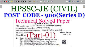HPSSC-JE (Civil )|| Post Code- 900 || Solved Technical Paper(29/08/21)| Part-01