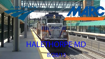 Amtrak & MARC in Halethorpe MD 8/28/15 (W/ GP39, Acela Meet & AEM - 7)