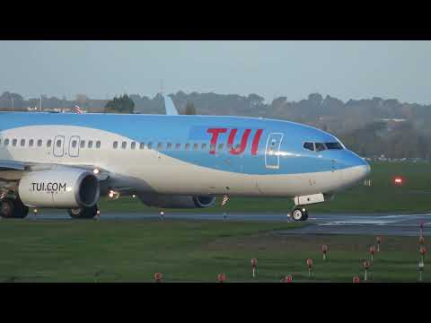 Aviation In 4K TUI B737 8K5 Taxi For Departure To Pafos From Bournemouth Airport EGHH