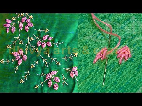 hand embroidery leaf bullion stitch | normal needle stitch | diy | #244