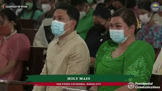 Vice President- elect Sara Duterte attends Holy Mass at the San Pedro Cathedral in Davao City