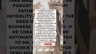 The $0 divorce settlement. Dad knew best. 🖋️🚫